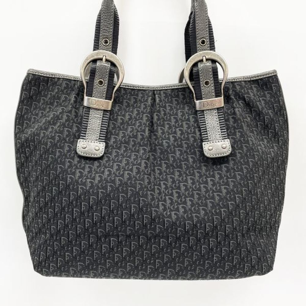 Dior Metal Trotter Tote Butt Bag Bar  Black Christian Logo Fittings
